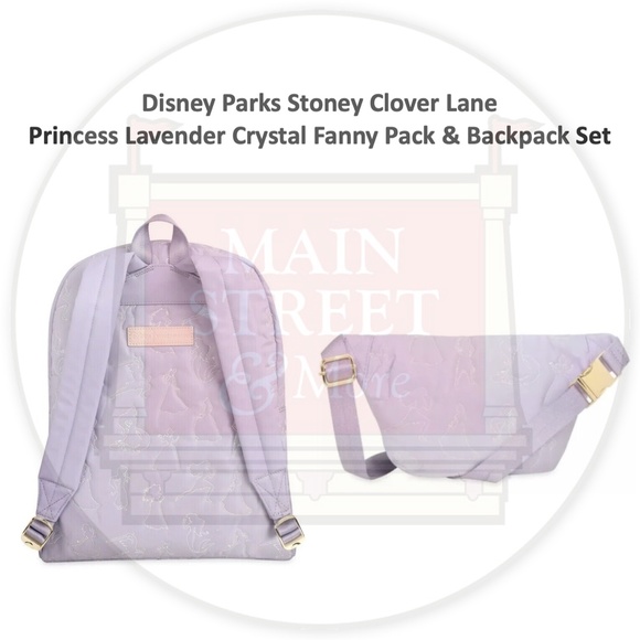Stoney Clover Disney Lavender Purple Crystal Princess Backpack & Fanny Pack Set - Picture 2 of 9